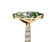 Solitaire Engagement Ring Setting for Fancy Green Marquise Center with Micro Pave Band and Prong Head in Yellow Gold