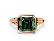 Solitaire Engagement Ring Setting for Fancy Green Asscher Cut Center with V Split Shank and Bezel Head in Rose Gold