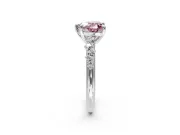 Solitaire Engagement Ring Setting for Fancy Pink Heart-Shaped Center with Trailing Leaf Accent Band and Prong Head in Platinum