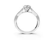 Solitaire Engagement Ring Setting for Oval Center with Twisted Pave Split Shank and Prong Head in Platinum