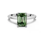 Solitaire Engagement Ring Setting for Fancy Green Emerald Cut Center with Knife Ridge Band and Claw Prong Head in Platinum