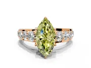 Solitaire Engagement Ring Setting for Fancy Yellow Marquise Center with Graduated Shared Prongs and Prong Head in Rose Gold