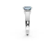 Solitaire Engagement Ring Setting for Fancy Blue Asscher Cut Center with Wide Band, Pave Collar and Prong Head in Platinum