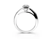 Solitaire Engagement Ring Setting for Emerald Cut Center with Flat-Sided Plain Band and Prong Head in Sterling Silver