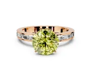 Solitaire Engagement Ring Setting for Fancy Yellow Round Cut Center with Channel Baguette Band and Prong Head in Rose Gold