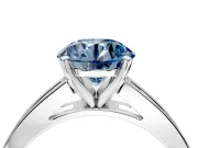 Solitaire Engagement Ring Setting for Fancy Blue Round Cut Center with Princess Cut Channel Band and Prong Head in Sterling Silver
