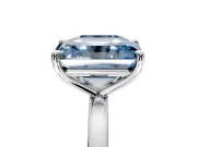 Fancy Blue Asscher Cut and Emerald Cut Lab-Grown Diamond Toi et Moi Engagement Ring with Prong-Set Stones in White Gold