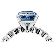 Solitaire Engagement Ring Setting for Fancy Blue Princess Cut Center with Bezel-Dot Beaded Band and Prong Head in Sterling Silver