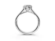 Solitaire Engagement Ring Setting for Heart-Shaped Center with Cathedral Band and Prong Head in Platinum