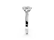 Side Accent Engagement Ring Setting for Pear-Shaped Center with Accent Shoulders and Prong Head in White Gold