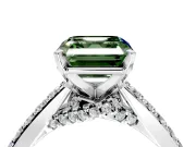 Solitaire Engagement Ring Setting for Fancy Green Asscher Cut Center with Crossover Accents and Prong Head in Sterling Silver