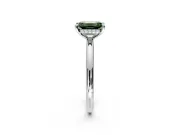 Hidden Halo Engagement Ring Setting for Fancy Green Emerald Cut Center with Thin Rounded Band and Prong Head in Sterling Silver
