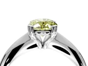 Solitaire Engagement Ring Setting for Fancy Yellow Oval Center with Reverse Tapered Band and Prong Head in White Gold