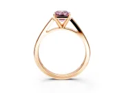 Solitaire Engagement Ring Setting for Fancy Pink Emerald Cut Center with Tapered Split Shoulders and Prong Head in Rose Gold