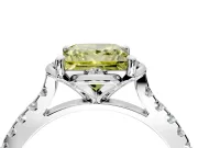 Floral Engagement Ring Setting for Fancy Yellow Princess Cut Center with Pave Band and Floral Prong Head in Platinum