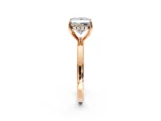 Solitaire Engagement Ring Setting for Princess Cut Center with Fine Wire Band and Prong Head in Rose Gold