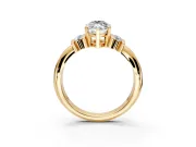 Solitaire Engagement Ring Setting for Marquise Center with Grooved Bar Accent Band and Prong Head in Yellow Gold