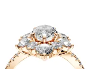 Floral Halo Engagement Ring Setting for Marquise Center with Pave Accents and Prong Head in Rose Gold