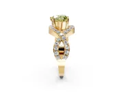 Halo Engagement Ring Setting for Fancy Yellow Heart-Shaped Center with Pave Infinity Twist Band and Prong Head in Yellow Gold