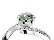 Solitaire Engagement Ring Setting for Fancy Green Marquise Center with Pave Bypass Swirl Band and Prong Head in Sterling Silver