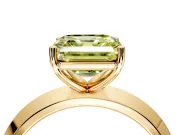 Solitaire Engagement Ring Setting for Fancy Yellow Asscher Cut Center with Wide Knife Ridge Band and Prong Head in Yellow Gold