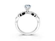 Solitaire Engagement Ring Setting for Fancy Blue Pear-Shaped Center with Criss-Cross Accent Band and Prong Head in Platinum