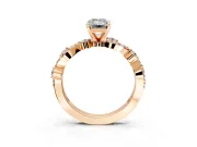 Solitaire Engagement Ring Setting for Emerald Cut Center with Bar-Station Pave Twist and Prong Head in Rose Gold