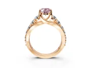 Solitaire Engagement Ring Setting for Fancy Pink Oval Center with Graduated Shared Prongs and Prong Head in Rose Gold