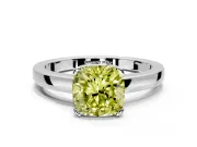 Solitaire Engagement Ring Setting for Fancy Yellow Cushion Cut Center with Plain Band and Flat Tab Prong Head in Platinum