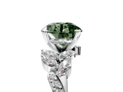 Solitaire Engagement Ring Setting for Fancy Green Round Cut Center with Marquise Accent Twist Band and Prong Head in Platinum