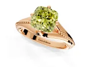 Solitaire Engagement Ring Setting for Fancy Yellow Cushion Cut Center with Milgrain Cathedral Band and Prong Head in Rose Gold
