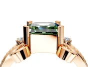 Solitaire Engagement Ring Setting for Fancy Green Asscher Cut Center with Twisted Band and Scroll Prong Head in Rose Gold