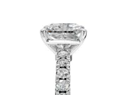 Solitaire Engagement Ring Setting for Radiant Cut Center with Single Row Accent Band and Prong Head in Platinum