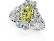 Large Accent Halo Engagement Ring Setting for Fancy Yellow Pear-Shaped Center with Pave Split Shank and Prong Head in Sterling Silver
