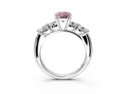 5 Stone Engagement Ring Setting for Fancy Pink Oval Center with Graduated Accents and Prong Head in Platinum