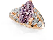 Halo Engagement Ring Setting for Fancy Pink Marquise Center with Marquise and Pave Bypass Band and Prong Head in Rose Gold