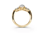 Cluster Engagement Ring Setting for Marquise Center with Round Cut Accent Frame and Prong Head in Yellow Gold