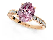 Solitaire Engagement Ring Setting for Fancy Pink Oval Center with Large Accents and Prong Head in Rose Gold