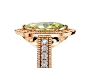 Milgrain Halo Engagement Ring Setting for Fancy Yellow Marquise Center with Pave Band and Prong Head in Rose Gold
