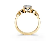 Leaf Engagement Ring Setting for Cushion Cut Center with Milgrain Accent Band and Prong Head in Yellow Gold