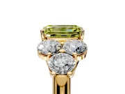 Cluster Engagement Ring Setting for Fancy Yellow Emerald Cut Center with Round Cut Accent Frame and Prong Head in Yellow Gold