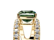 Solitaire Engagement Ring Setting for Fancy Green Asscher Cut Center with Wide-Open Split Shank and Prong Head in Yellow Gold