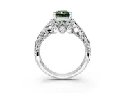 Solitaire Engagement Ring Setting for Fancy Green Radiant Cut Center with Filigree Accent Basket and Prong Head in Platinum
