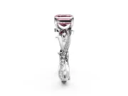 Solitaire Engagement Ring Setting for Fancy Pink Asscher Cut Center with Pave and Plain Crossover Band and Prong Head in Sterling Silver