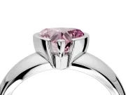 Tension Engagement Ring Setting for Fancy Pink Heart-Shaped Center with Wide Flat Band and Tension Head in White Gold