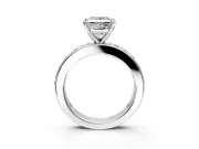 Solitaire Engagement Ring Setting for Princess Cut Center with Channel-Set Accents and Prong Head in Platinum