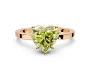Hidden Halo Engagement Ring Setting for Fancy Yellow Heart-Shaped Center with Wide Flat Plain Band and Prong Head in Rose Gold