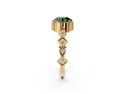 Milgrain Bezel Engagement Ring Setting for Fancy Green Round Cut Center with Marquise Stations and Bezel Head in Yellow Gold