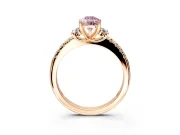 Paired Accent Engagement Ring Setting for Fancy Pink Pear-Shaped Center with Pave Band and Prong Head in Rose Gold