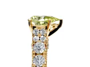 Solitaire Engagement Ring Setting for Fancy Yellow Pear-Shaped Center with Pave Cathedral Shoulders and Prong Head in Yellow Gold